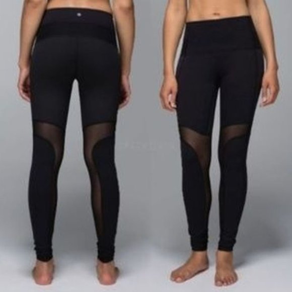lululemon athletica Pants - LULULEMON Black Breathe Easy Mesh Cut Out Tight 4